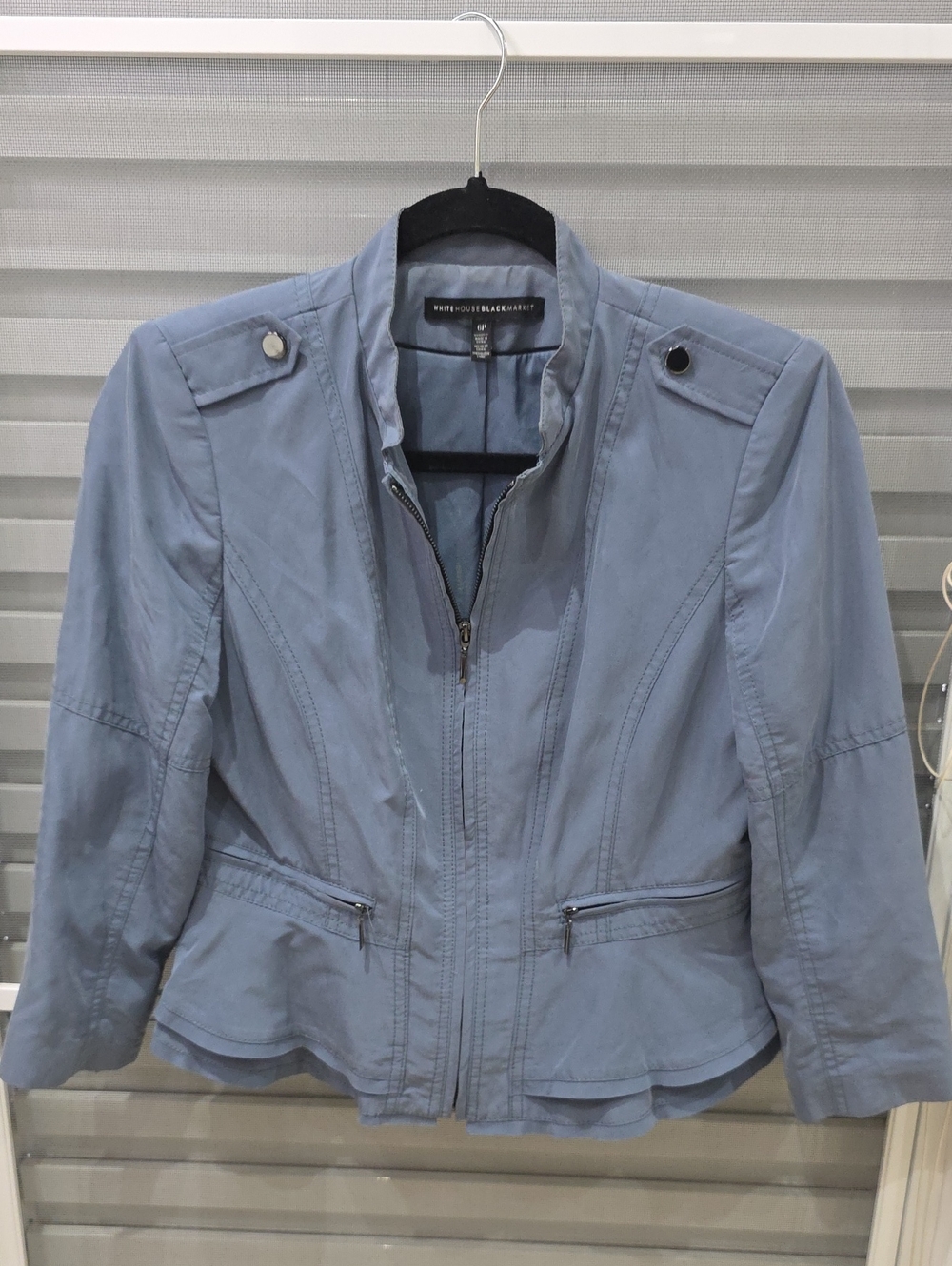 White House Black Market Powder Blue Zip Front Utility Jacket